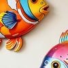 2 шт. Деревянная рыба Настенное искусство Скульптура тропической рыбы Пляжное животное Море Животное Настенное украшение для ванной комнаты Бассейна Патио Забора Декор