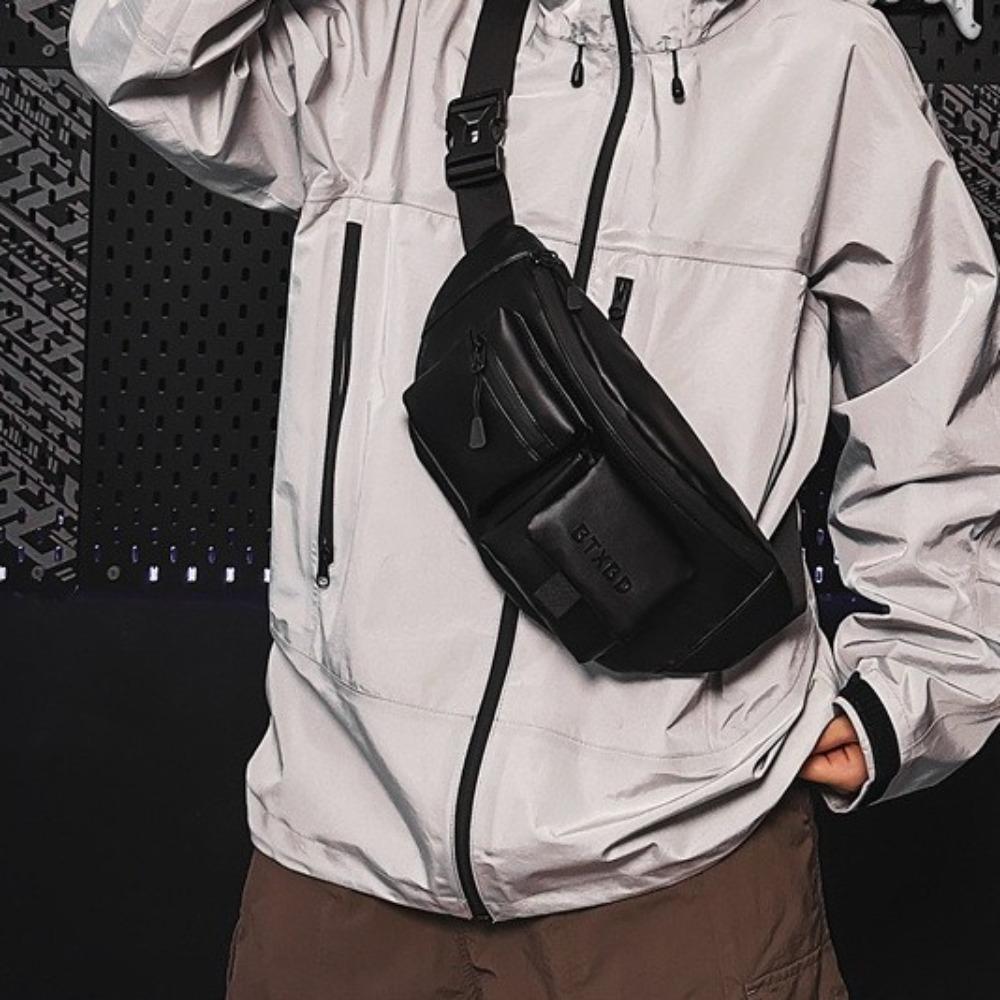 Однотонная мужская нагрудная сумка Легкая поясная сумка для телефона Простая спортивная сумка для телефона Мужская