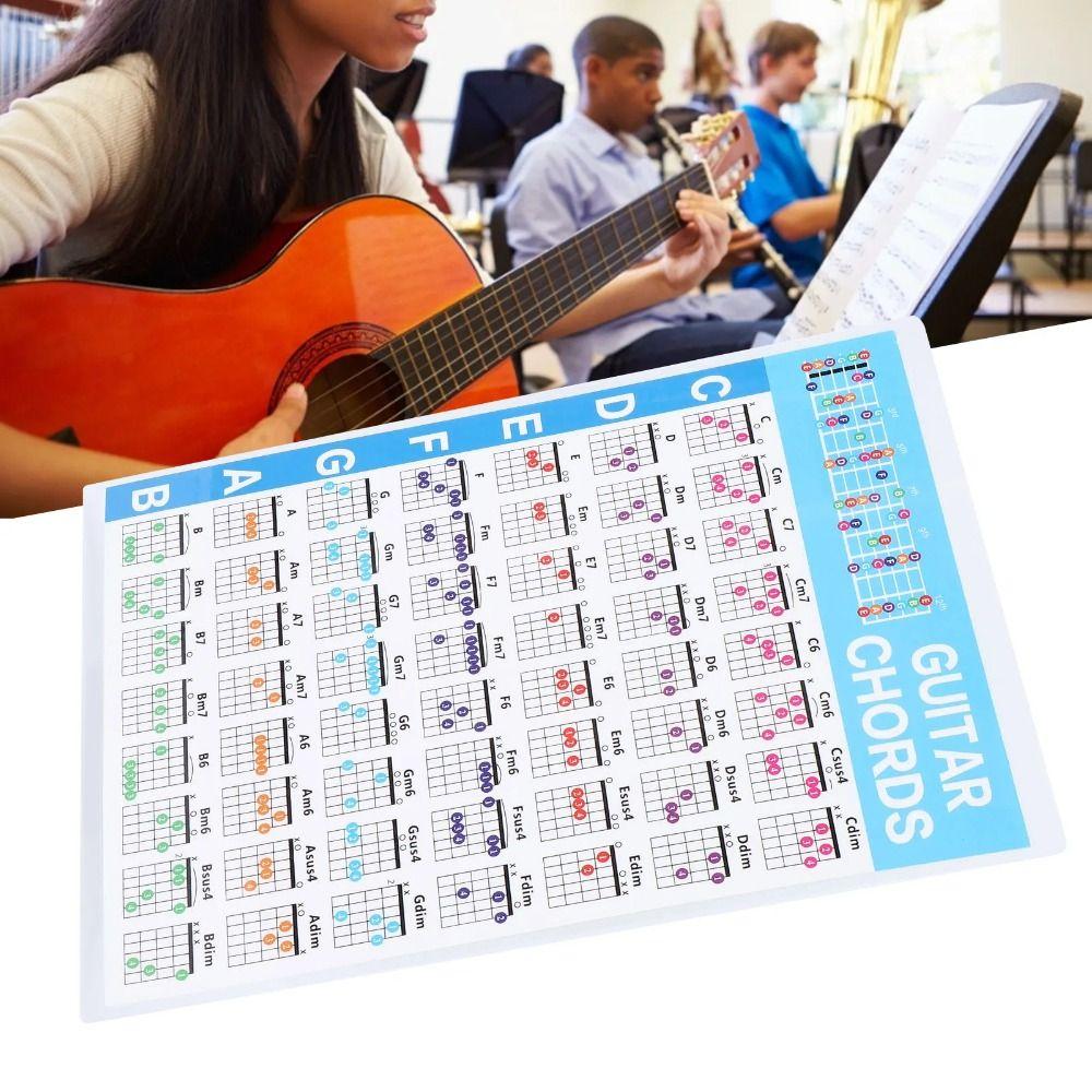 Printed Vinyl Paper Guitar Practice Chord Chart Coated Paper Reference Guide  For Beginners
