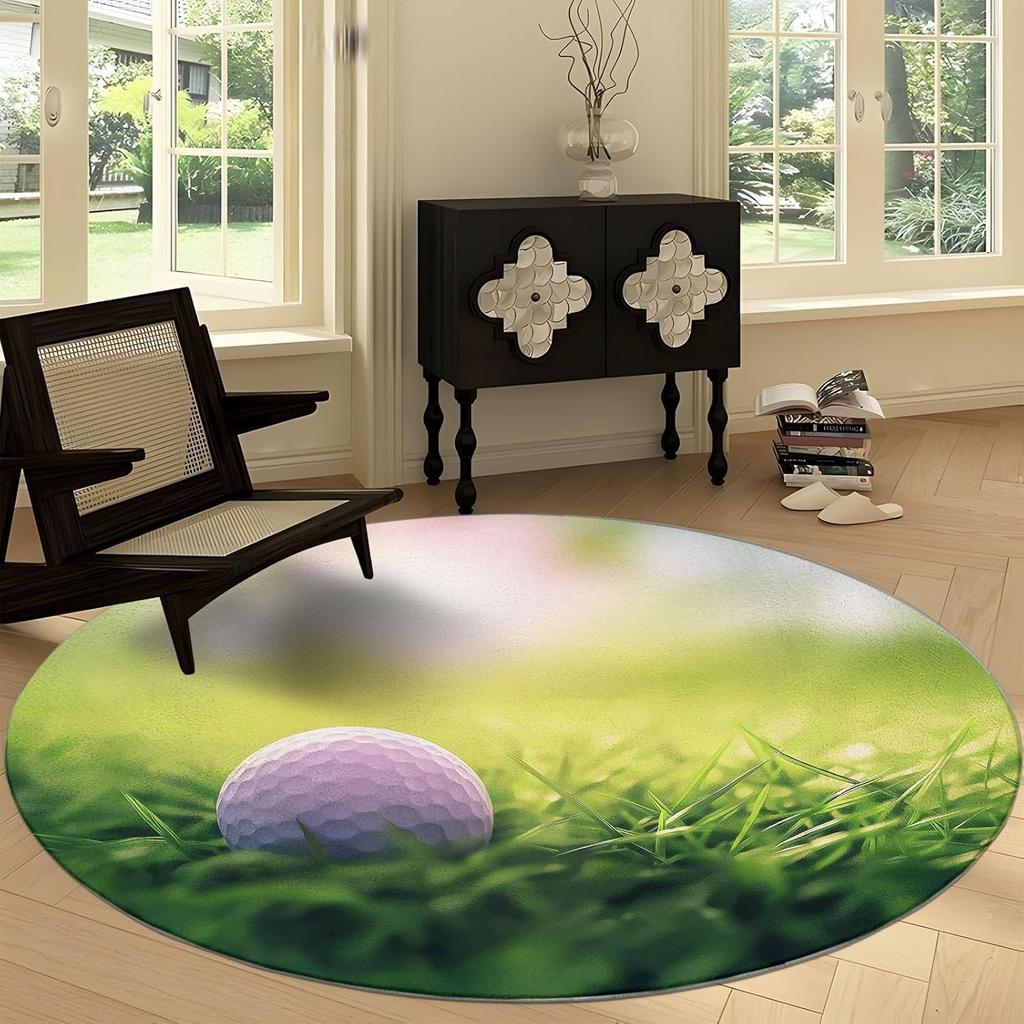 Blue Waves Print Round Rug, Cartoon Wave Stripes Washable Circular Carpet Runner Non Slip Circle Area Rug Carpet Absorbent Mat