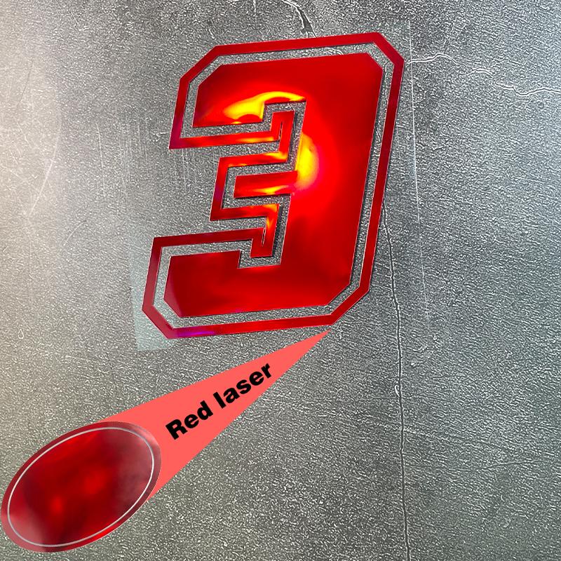 1 шт. Красный лазерный мотоциклетный номер 0-9 Водонепроницаемая наклейка для переднего обтекателя мотоцикла, топливного бака, стекол автомобиля, велосипеда, виниловые наклейки