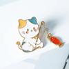 Cute Kitten Fishing Enamel Brooch Durable Metal Pin Compact 3.5x4.5cm Jewelry Gift For Children And Animal Lovers