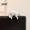 Minimalist Cat Ornament Cute Figurine Computer Monitor Decor, 3D Printed Screen TV Table Edge Topper, Small Kitten Car Dashboard for Rearview Mirror,