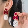 Fancy Resin Halloween Ghost Drop Earrings For Women Red Bowknot Flannel Ghost Dangle Earring Christmas Festival Party Jewelry
