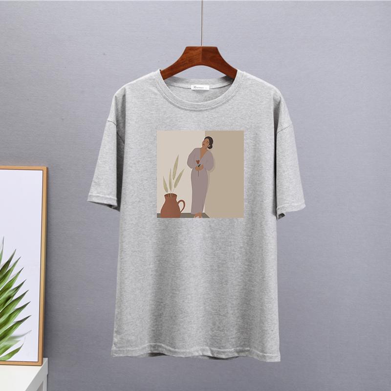 Hirsionsan элегантные мягкие футболки с рисунком женские летние повседневные базовые футболки с короткими рукавами женские корейские универсальные топы из 100% хлопка