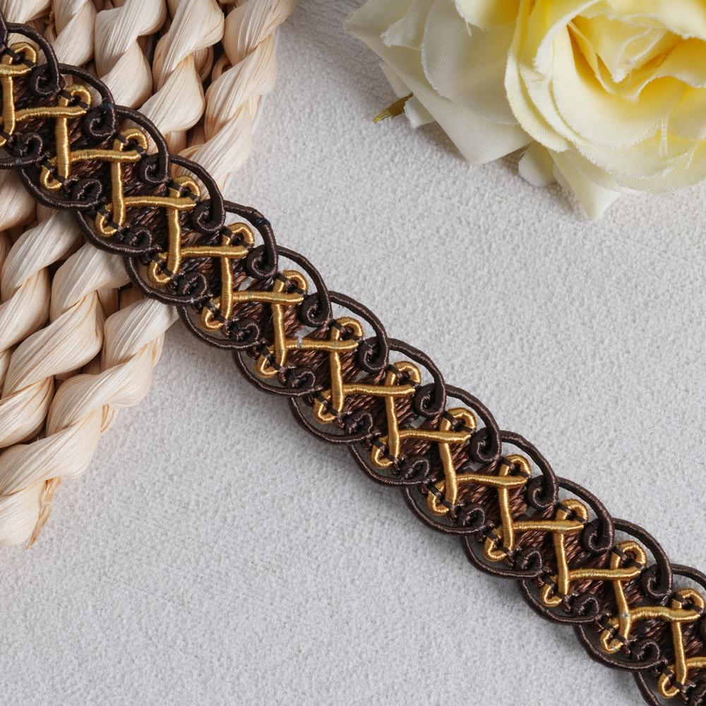 12 Meters Gold Braid Trim 15MM Width Decorative Woven Braid Lace Trim Sewing Centipede Lace Ribbon Polyester Upholstery