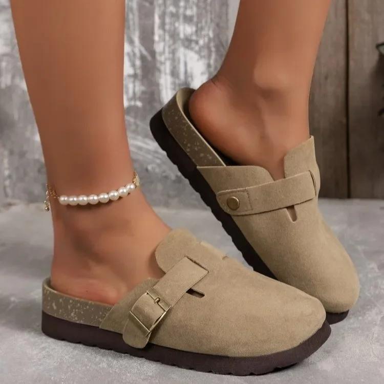 Cork Suede for Women Cork Slippers Summer Cork Sandals Fashion Beach Slides Classic Mules Clogs Baotou Shoes Women Sneakers