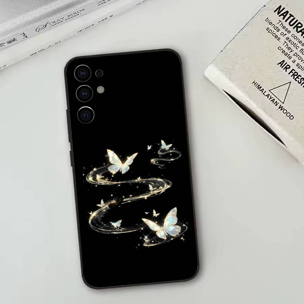 Светящаяся в темноте бабочка Чехол для телефона для Samsung S25, S24, S21, S22, S23, S30, Ultra, S20, Plus, Fe, Lite, Note, 10, Черный чехол