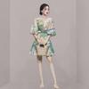 Элегантное платье 2024 года в стиле ретро с принтом рукавов-фонариков для женщин