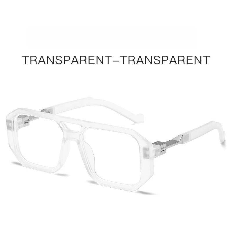 Trendy Retro Art Double Beam Box Sunglasses UV400 Protection Fashion Street Photography Sunshade Glasses