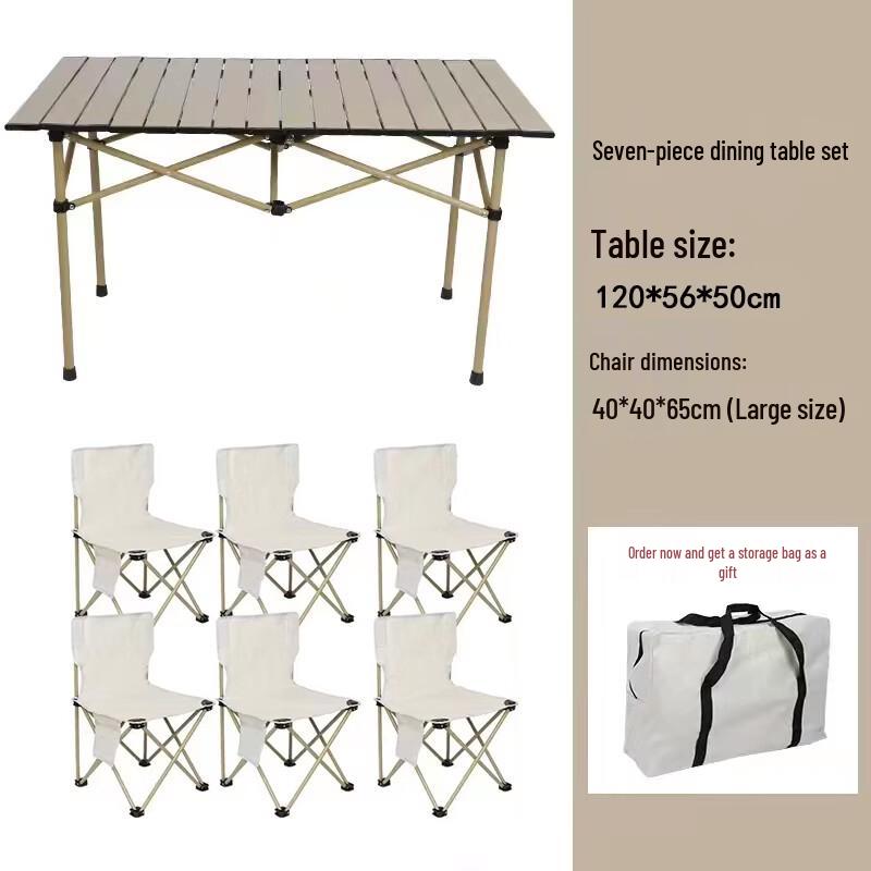Airiqi R-116-1 Outdoor Folding Iron Picnic Table and Chairs Set