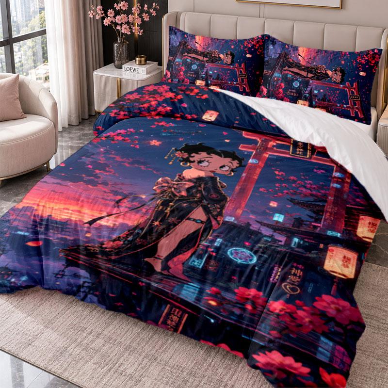 Betty Boop 3Pcs Bedding Set Duvet Cover With Two Pillowcases For Bedroom Home Decoration