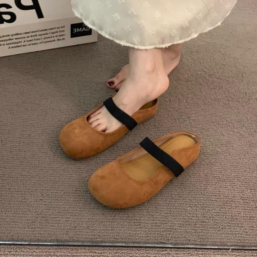 Ретро внутренняя завышенная женская обувь весна 2025 новая мода ниша Мэри Джейн ленивый обруч полу тапочки прилив