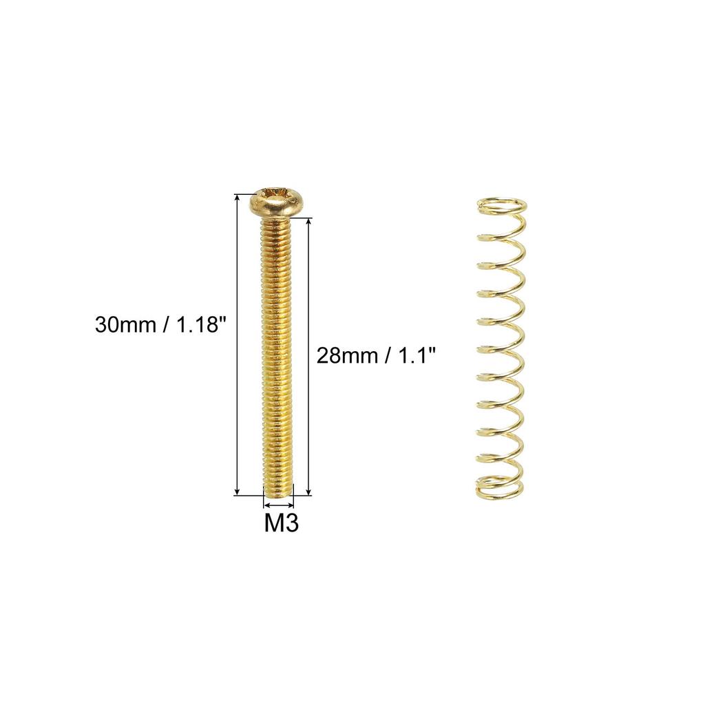 Винты для крепления защитной накладки на гитару PATIKIL с пружиной M3x30 мм, винты для крепления кольца звукоснимателя с двойной катушкой для электронной гитары, золотые, 8 штук