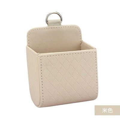 Car Air Vent Storage Box Organizer PU Leather Portable Small Holder for Phone Keys Coins and Accessories with Metal Ring Attachment