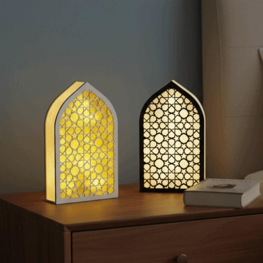 Moon Eid Desktop Ornament Creative Eid Wooden Decoration Handmade Night Light Ornament  Wedding