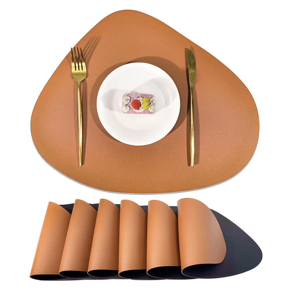 Nordic Style Waterproof Double-Sided Lychee Grain Leather Placemat - Heat Resistant, Wear-Resistant Table Mat for Hotels
