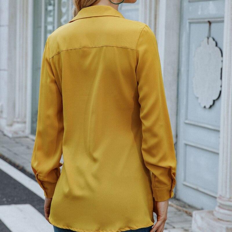 Весенние свободные женские блузки с длинными рукавами, модные повседневные топы, рубашки с отложным воротником, женские нерегулярные офисные пуловеры, блузка 25712