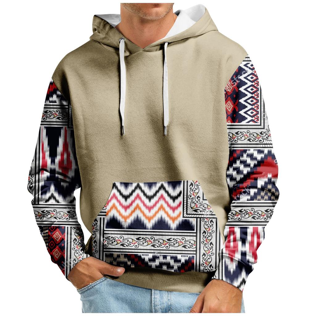 Осенний мужской свитер с большим капюшоном и цифровым принтом, новый большой базовый свитер