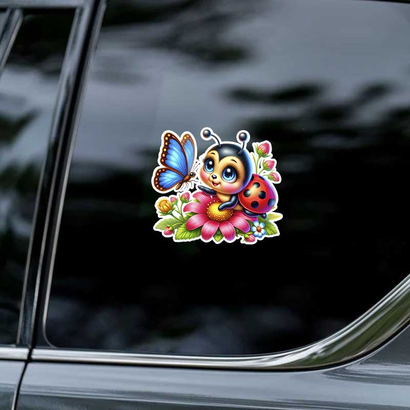 Car Sticker Cute Ladybug Vinyl Decal Waterproof Rear Window Motorcycle Camper Bumper Truck Laptop Decoration TM390