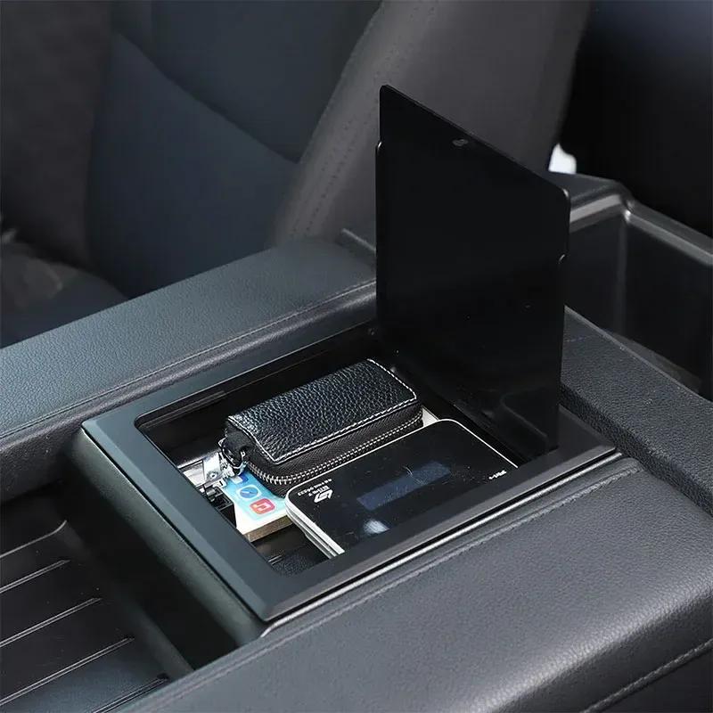 For Toyota Tundra -24 ABS Matte Black Car Armrest Box Storage Box Opening and Closing Cover Sticker Car Interior Accessories