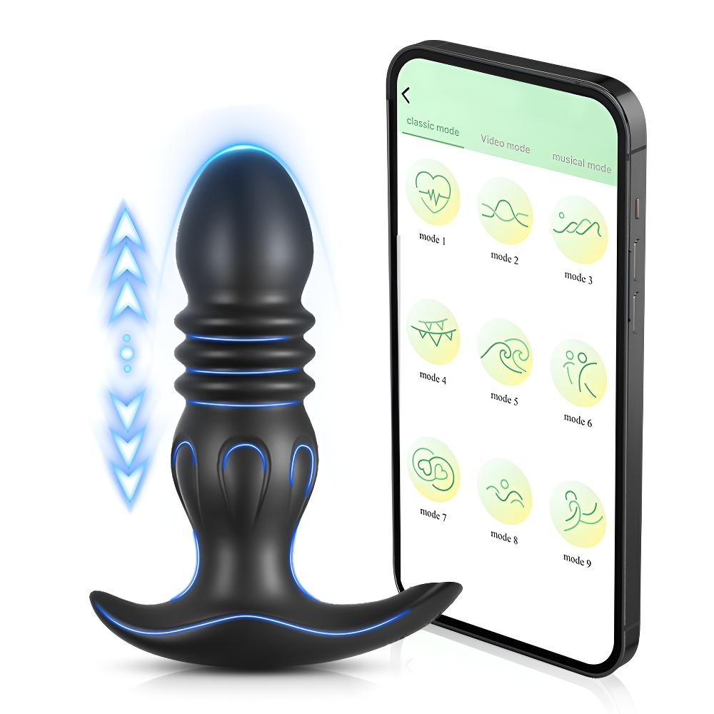 Prostate Massager Male Sex Toys for Men Anal Beads Dildo with 9 Wiggling Thrusting Sliding Beads 9 Vibrating Modes Butt Plug