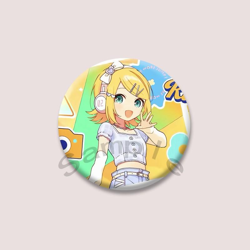 Kawaii Virtual Singer Kagamine Rin Round Brooch for Backpack Cartoon Idol Pins Accessories Lapel Badge for Fans Jewelry Gifts