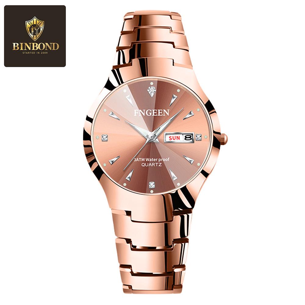 Korean Style Tungsten Color Ultra-Thin Waterproof Quartz Watch for Couples