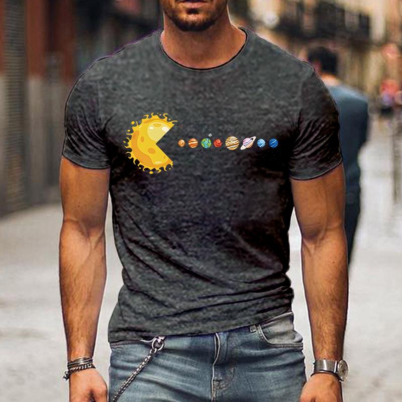 Футболка с изображением солнечной системы, забавной планеты, солнца и астрологии, мужская футболка с коротким рукавом для мужчин, уличные рубашки, топы, свободная мужская футболка