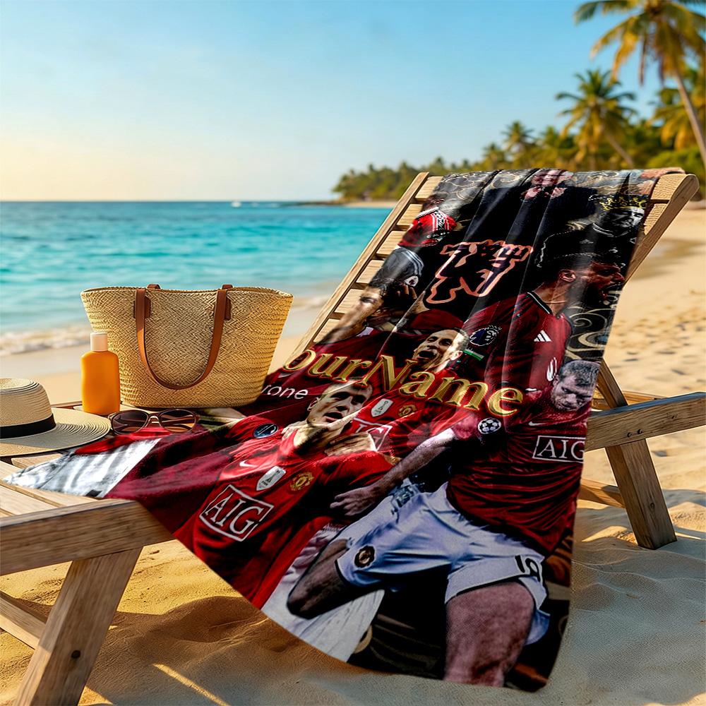 Manchester Customize Your Name Beach Towel High Absorbency & Quick-Dry Ideal for Travel Outdoor Swim Pool Yoga Surf Camping Hiking Gym Gift Holiday