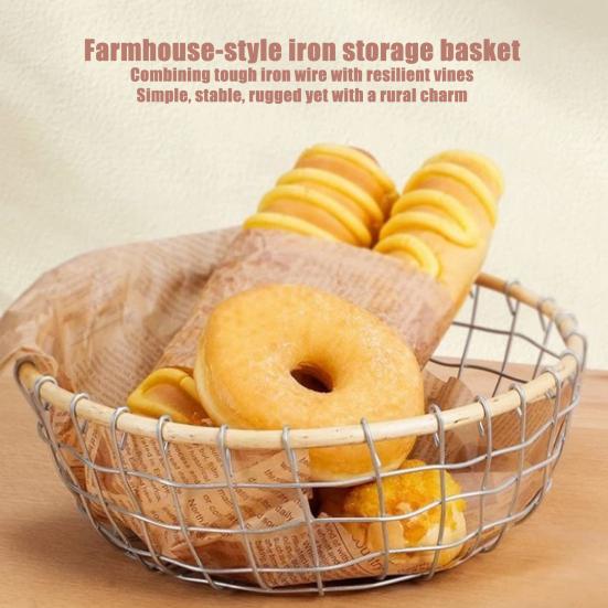 Storage Basket, Stainless Steel Woven Multi-Purpose Organizer, Large Capacity Stackable Fruit Bowl for Kitchen Bathroom Bedroom And More