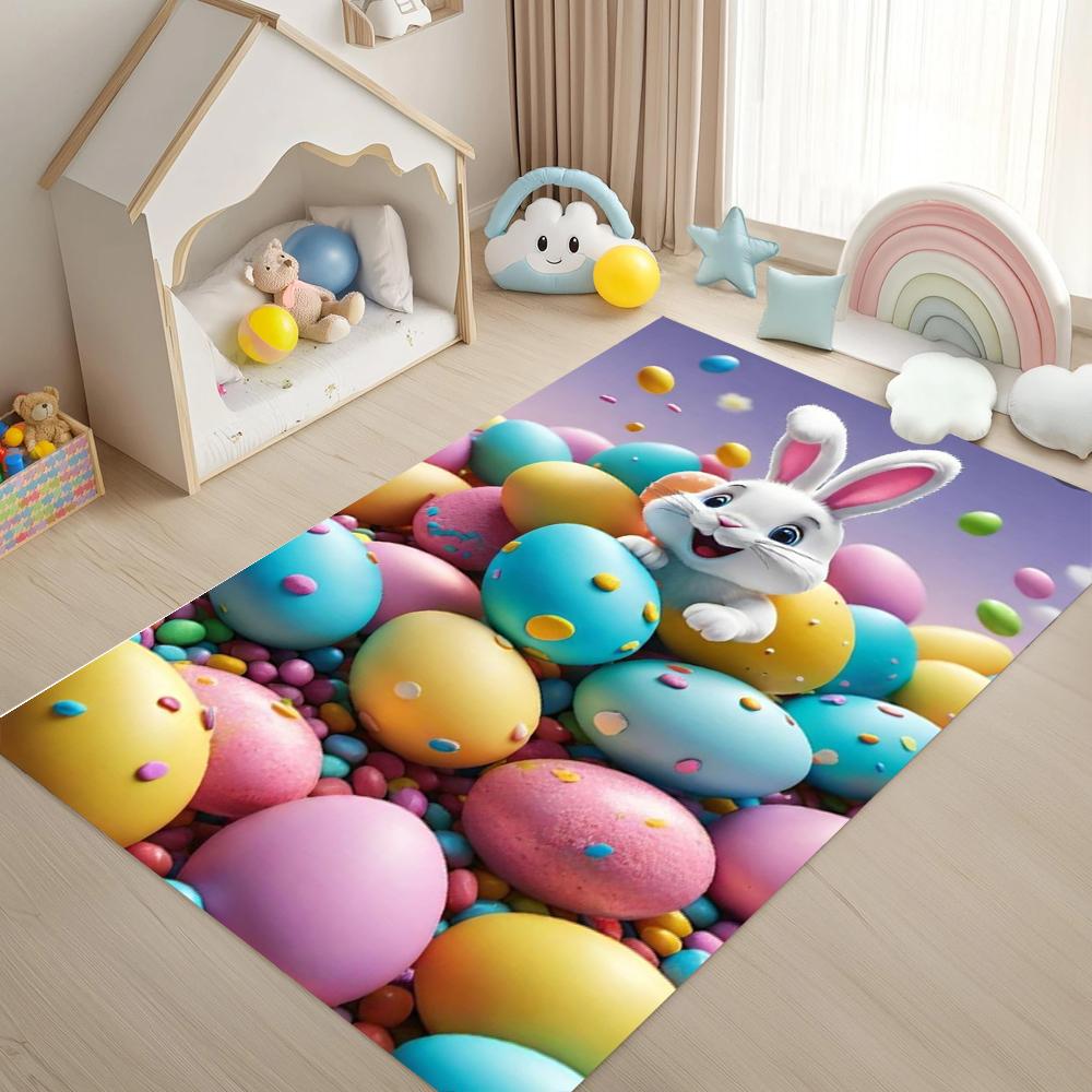Easter Bunny Carpet Rabbit Door Opening Carpet Door Mat Living Room Bedroom Holiday Party Decoration Carpet Rug