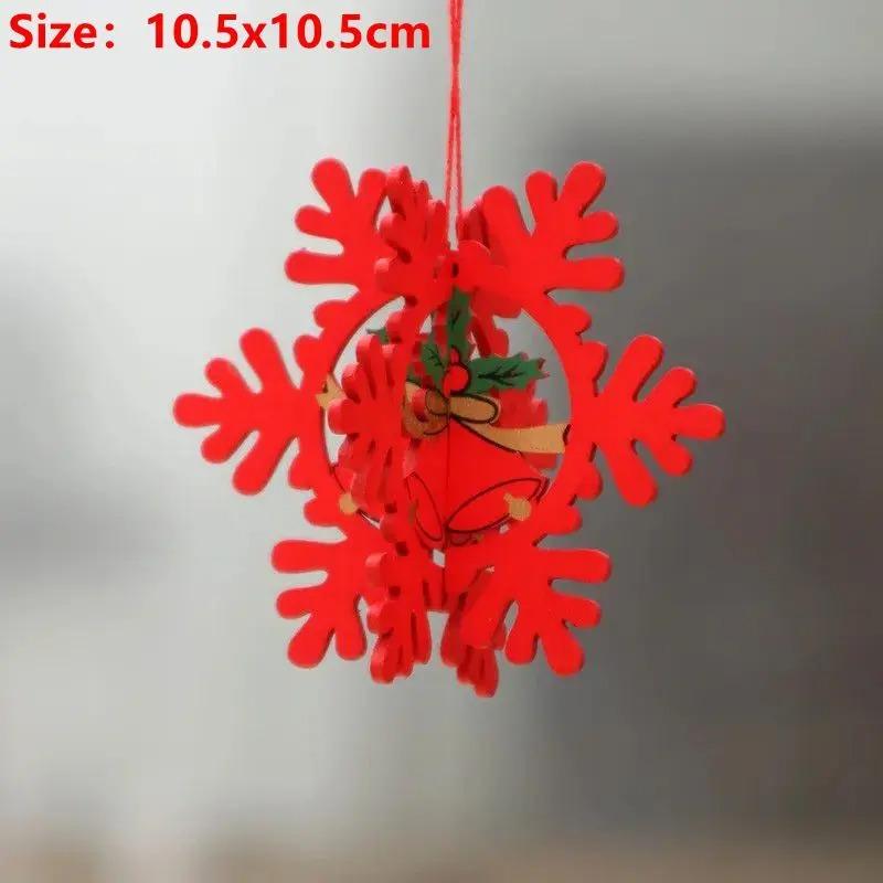 10CM 3D Wooden Five-Pointed Star Bell Pendant Christmas Tree Hanging Decoration for Home Decor Party Happy New Year 2026 Navidad
