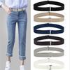 Women's No Show Invisible Belt Elastic Stretch Waist Belt with Flat Buckle