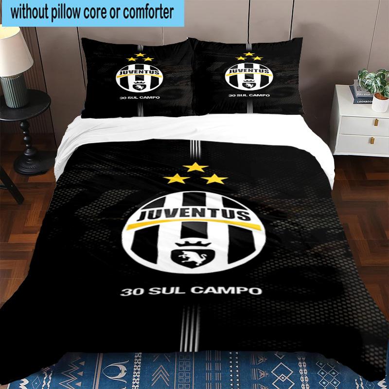 3pcs Juventus Football Club Printed Bedding Set Duvet Cover Closure Includes 1 Duvet Cover & 2 Pillowcases Bedding Sets Home Decor Gifts