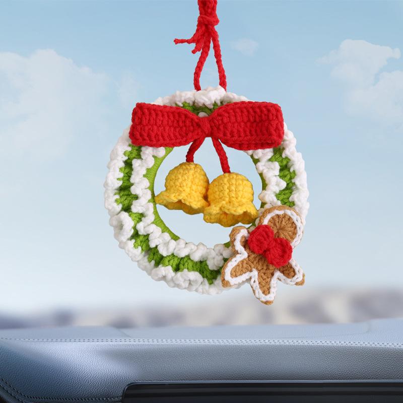 Christmas Festive Atmosphere Decoration Car Hanging Hand-knitted Small Biscuit Car Hanging DIY Material Pack Crochet Car Hanging