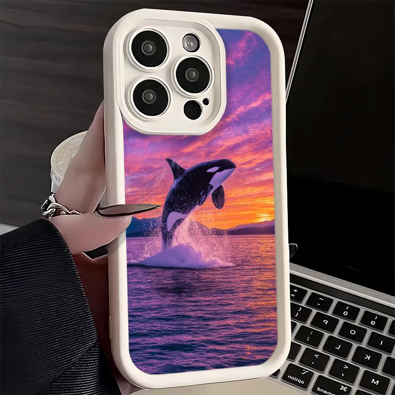Чехол для телефона iPhone 17 Air 16E 15 16 Pro Max с рисунком 'Orca Ocean' 14 Plus 13 12 Mini Мягкий силиконовый чехол Fundas
