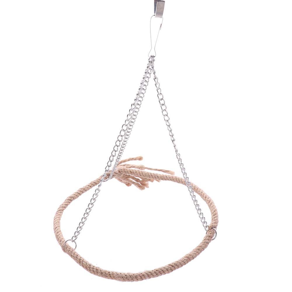 Bite Resistant Bird Rope Ring Swing Metal Cotton Rope Hanging Cage Bird 15cm Parrit Swing Stand For Parakeet Cockatiel Parrot