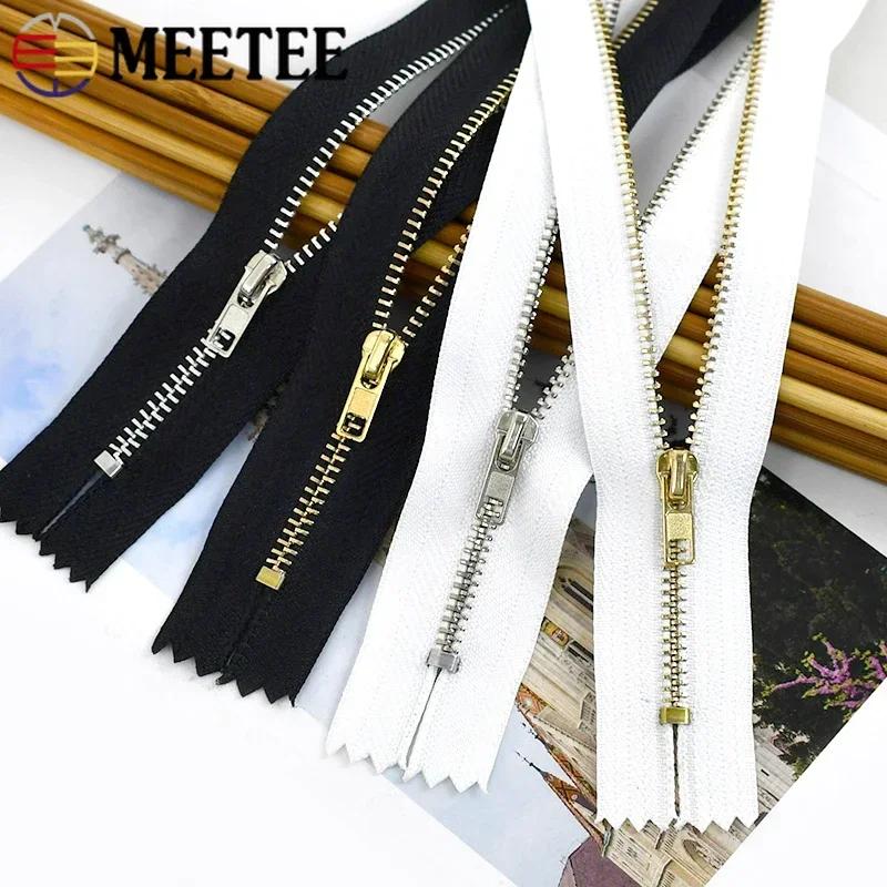 Meetee 10/20 шт. 3# Металлические молнии 10-30 см Закрытый конец Черно-белые молнии для сумок, джинсовых курток, карманов, швейные принадлежности для DIY