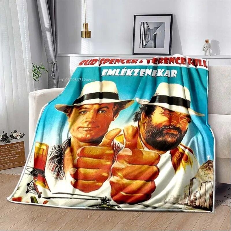 Одеяло с принтом Теренса Хилла и Бада Спенсера, комедийный персонаж, теплое тонкое фланелевое мягкое и удобное домашнее дорожное одеяло, подарок