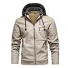 Men's New Casual Fleece Leather Jacket Hooded Leather Jacket Autumn Coat
