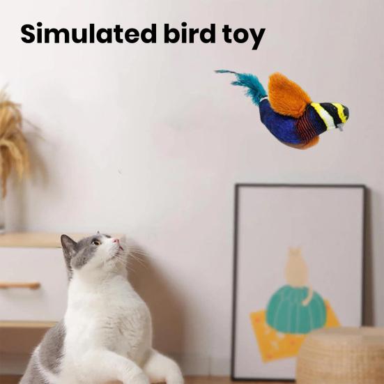 Interactive Cat Toys Hanging Plush Bird Squeaky Sound Simulation Bird Teaser Toy Playful Entertain Bond with Your Pet Kitten Chirping Toy for Cats