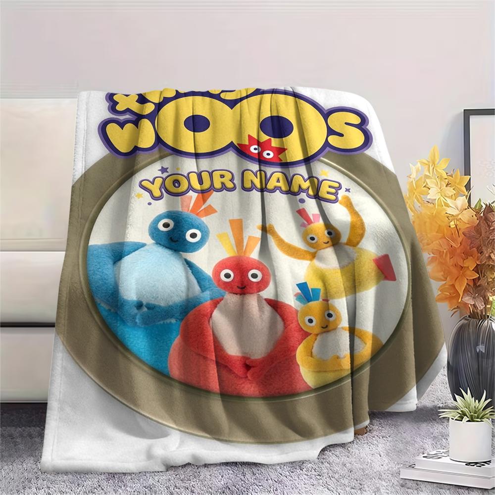 1PC Custom Name Twirlywoos Patterned Flannel Blanket Suitable For All Seasons for Home Decor Warmth and Comfort Gifts Holiday Present