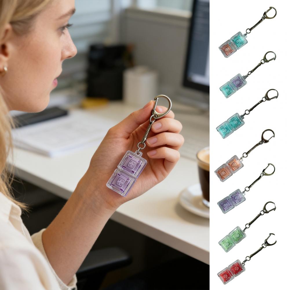 Stress Relief Keyboard Toy Keyboard Fidget Toy 2-In-1 Stress Relief Button Clicker Finger Decompression Keychain For Focus