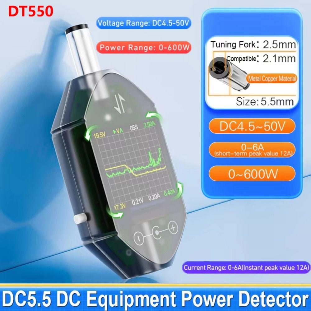 Цифровой вольтметр-амперметр с интерфейсом DC5.5x2.5, Макс. 12А, DC4.5-50В, Измеритель мощности, Цветной дисплей, Высокая точность