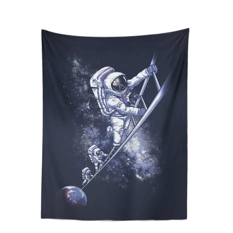Space Skateboarding Astronaut Tapestry  Unique Cosmic Design Perfect for Bedroom Decor Large Wall Hanging Artwork
