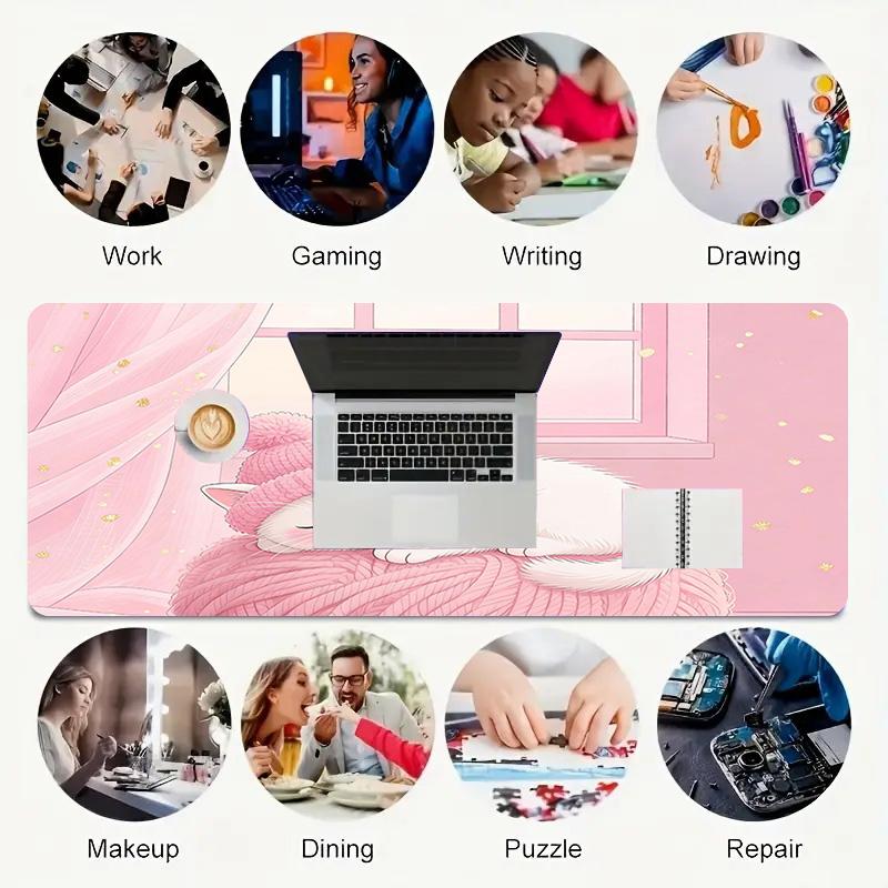 Cat Nap Xl Gaming Mouse Pad Nonslip Rubber Base Stitched Edge Waterproof Desk Mat For Pc Laptop Gamer Office Computer Accessories C927171