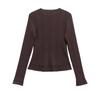 2025 Spring Women's European & American Ribbed Crew Neck Long Sleeve Knitted Cardigan