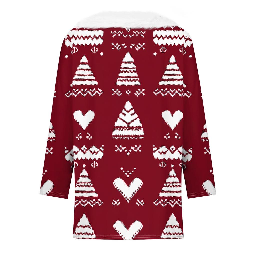 Рубашки с рукавом 3/4 для женщин, рождественские футболки с графическим принтом, блузки, повседневные базовые топы на пуговицах больших размеров, пуловеры