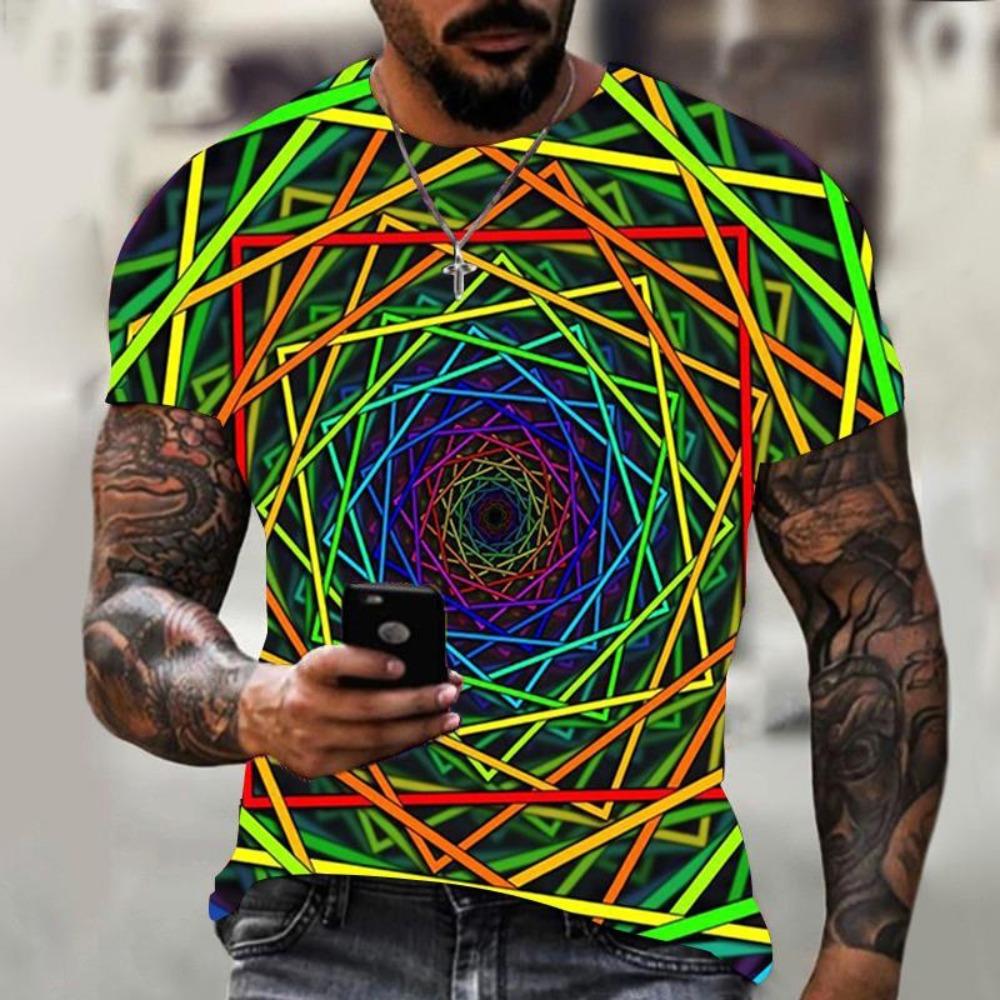 Футболка с принтом Vertigo Hypnosis 3D, мужская и женская модная футболка, летняя повседневная абстрактная рубашка с короткими рукавами